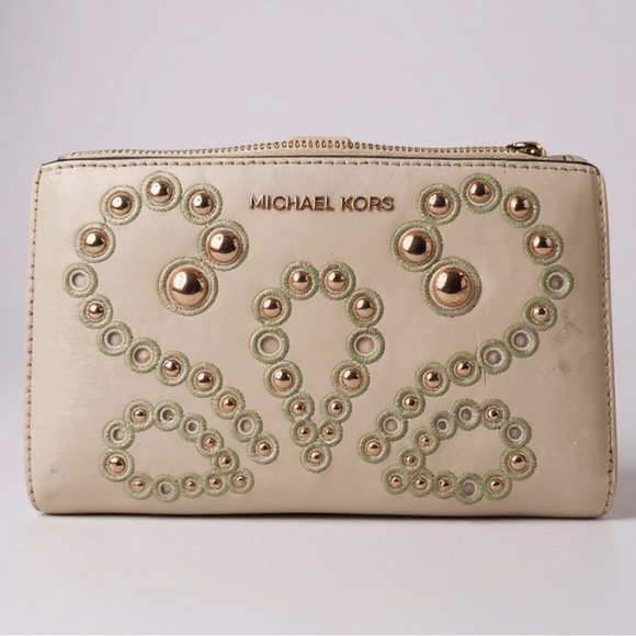 Michael Kors Handbags - Michael Kors Adele Embellished Leather Smartphone Wallet